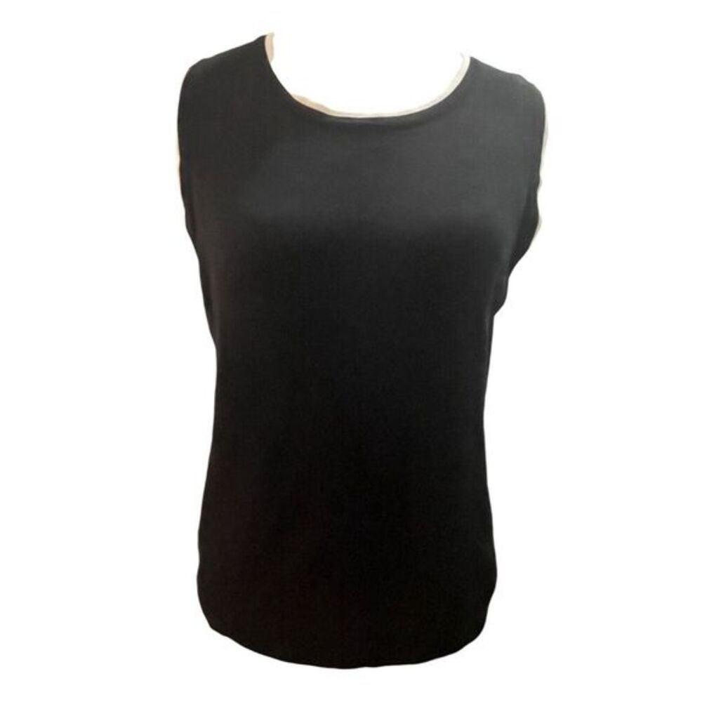 Pendleton Petite Black White Sleeveless Sweater Medium   Minimalist‎ Preppy Tank